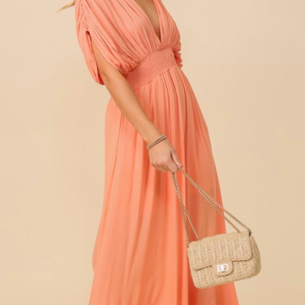 Elegant Peach Maxi Dress - Picture 4 of 10